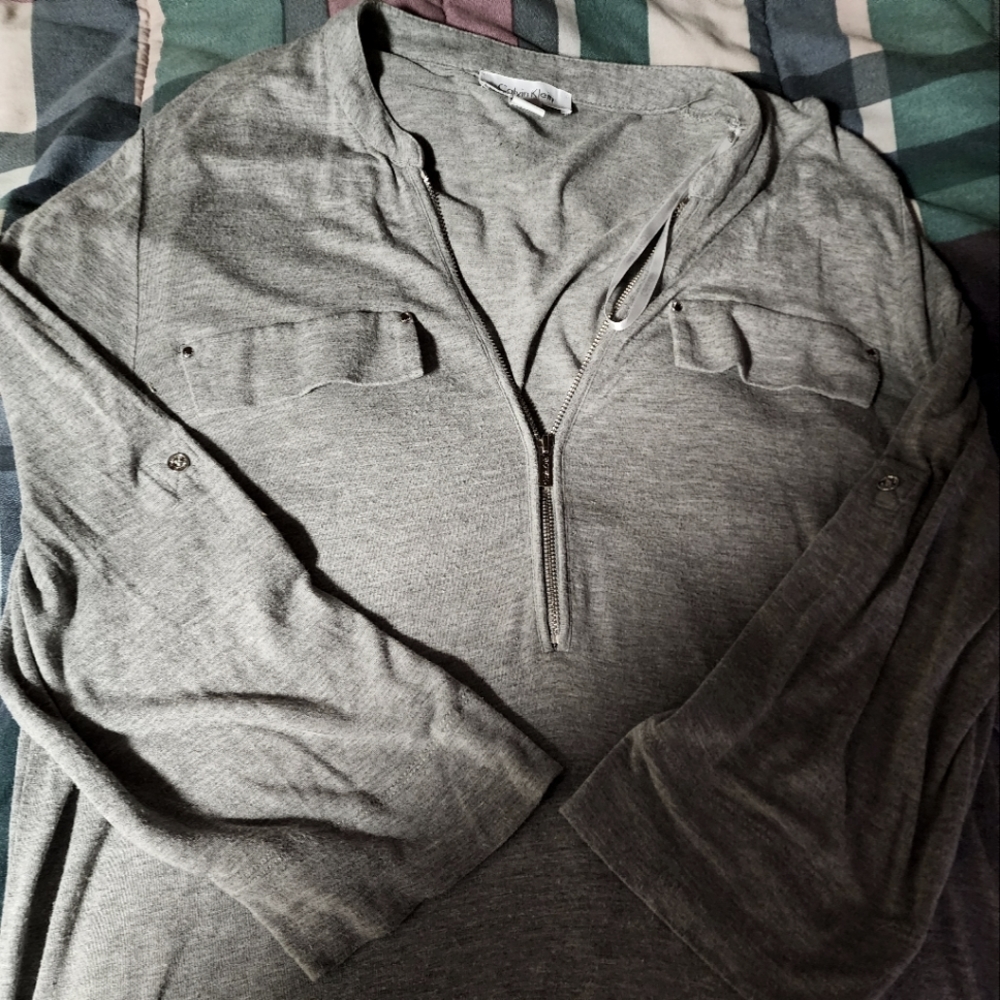 Calvin Klein gray women's zip up shirt size medium